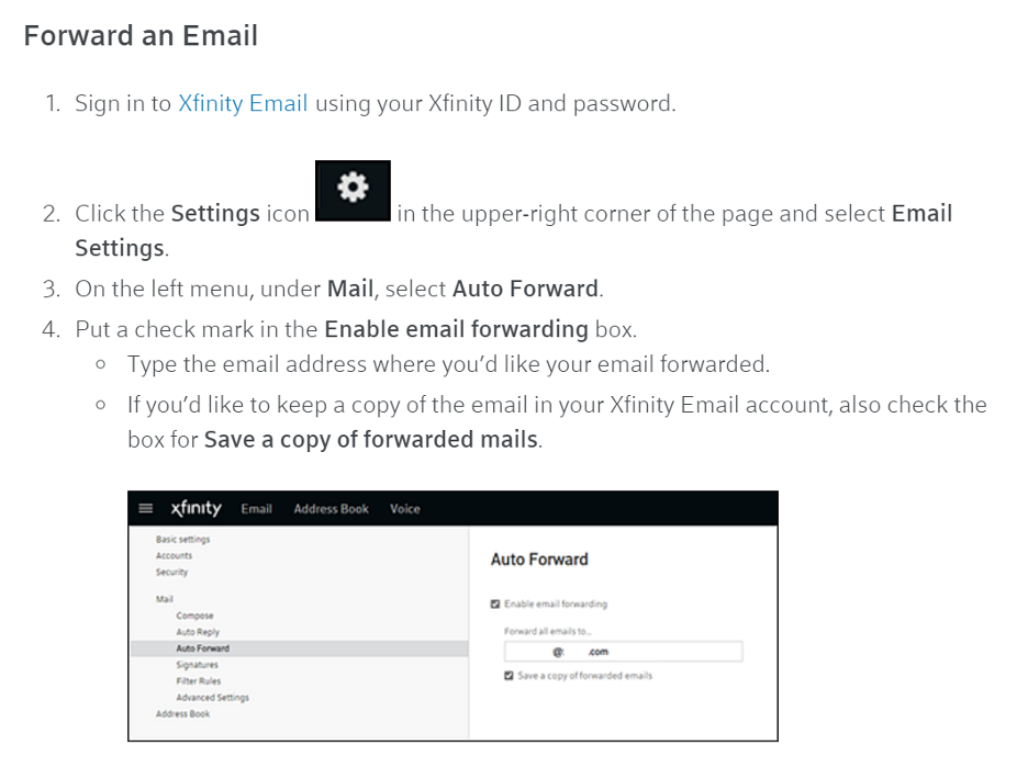 comcast forwarding