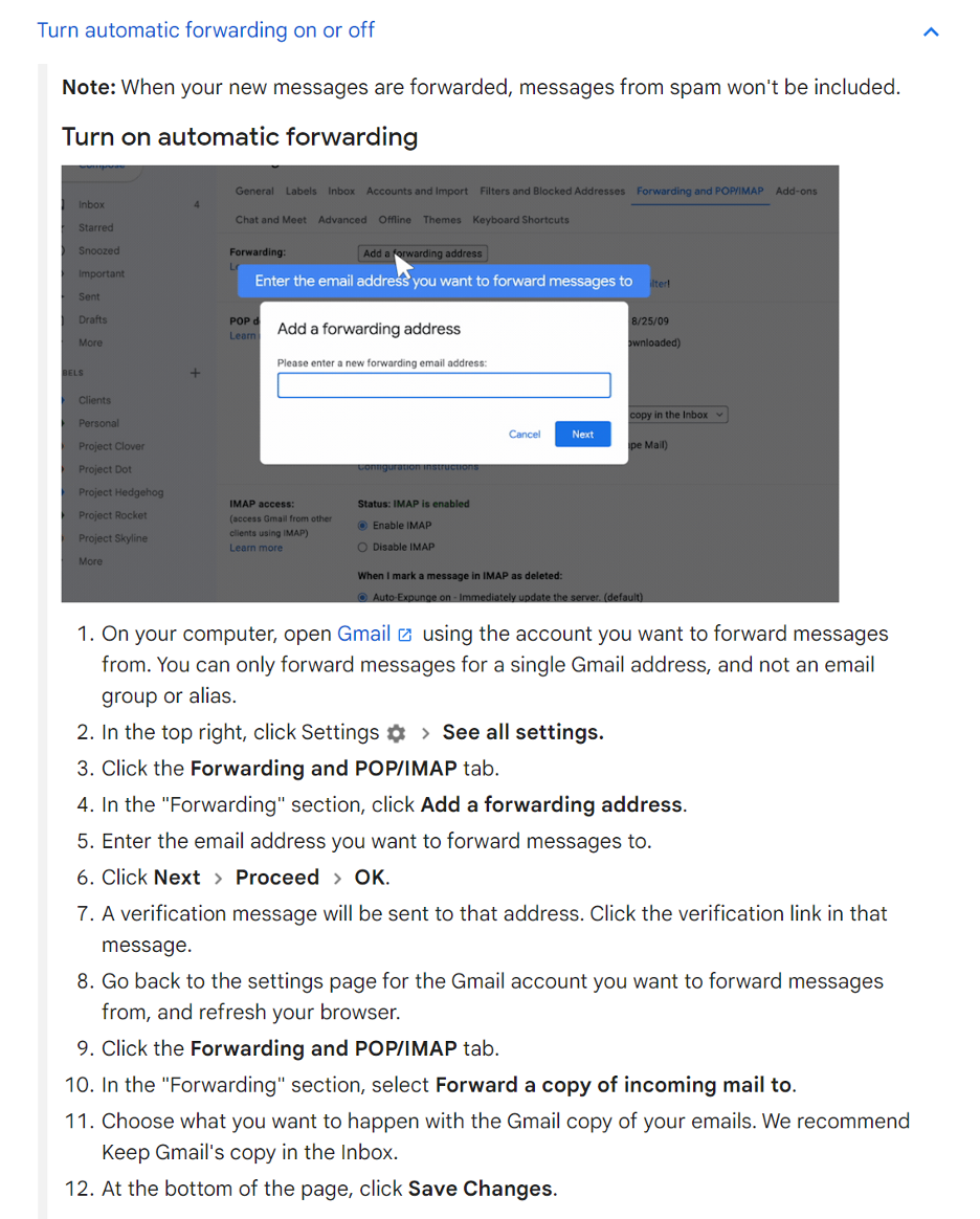 gmail forwarding