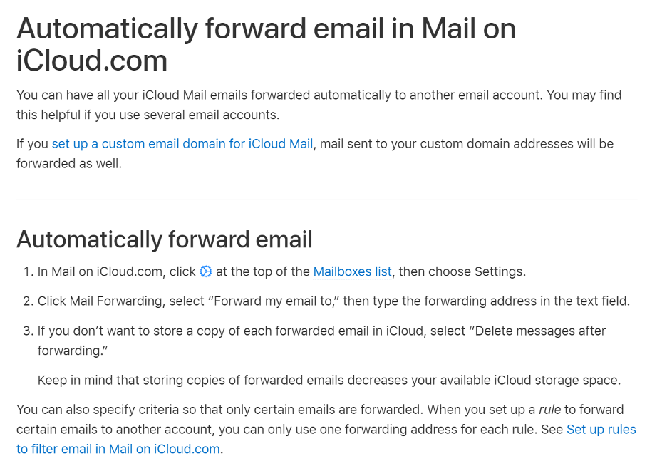 iCloud forwarding