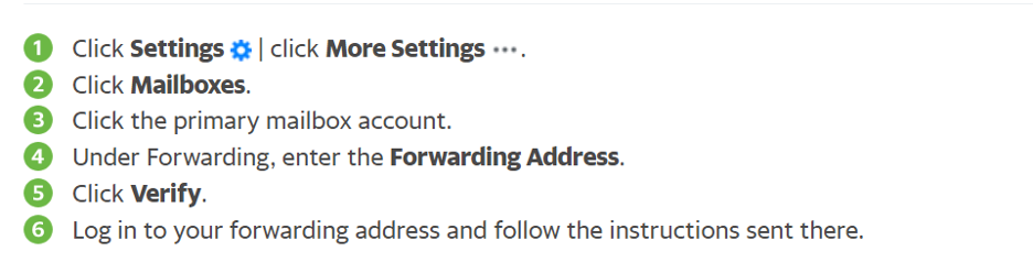 yahoo forwarding