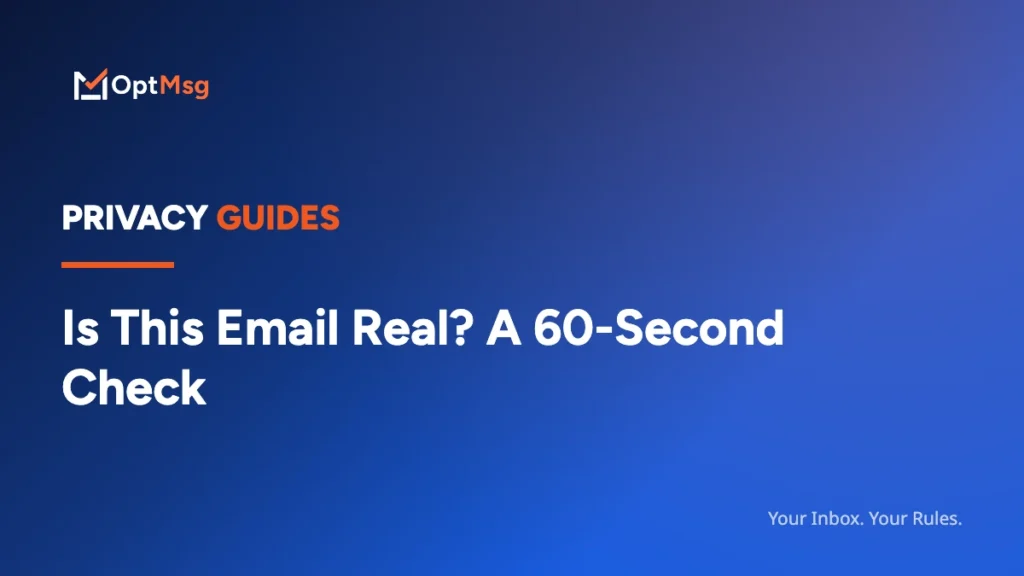 OptMsg article card: Is This Email Real? A 60-Second Check